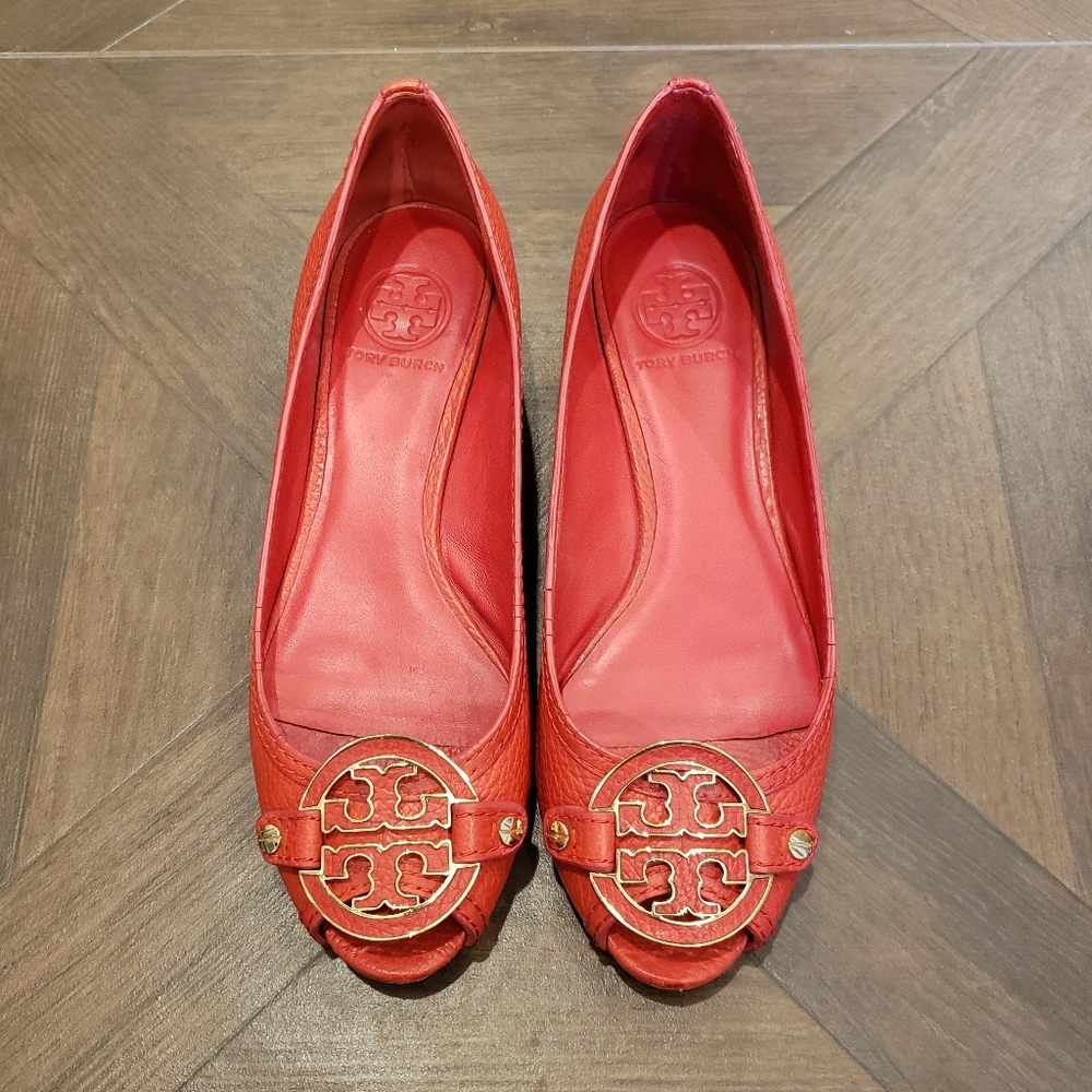 Tory Burch Amanda demi wedge shoes red size 8